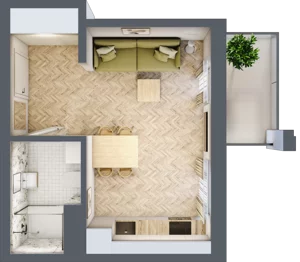 1 pokój, mieszkanie 25,27 m², piętro 3, oferta nr Budynek 1 Mieszkanie 55, Krakowska Rogatka, Kielce, Centrum, ul. Miodowicza 1