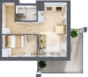 2 pokoje, mieszkanie 33,10 m², piętro 4, oferta nr Budynek 1 Mieszkanie 72, Krakowska Rogatka, Kielce, Centrum, ul. Miodowicza 1