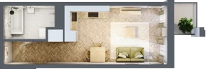 1 pokój, mieszkanie 26,12 m², piętro 4, oferta nr Budynek 1 Mieszkanie 140, Krakowska Rogatka, Kielce, Centrum, ul. Miodowicza 1