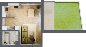 1 pokój, mieszkanie 29,48 m², parter, oferta nr Budynek 2 Mieszkanie 4, Krakowska Rogatka, Kielce, Centrum, ul. Miodowicza 1