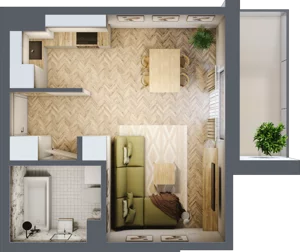 1 pokój, mieszkanie 29,48 m², piętro 1, oferta nr Budynek 2 Mieszkanie 17, Krakowska Rogatka, Kielce, Centrum, ul. Miodowicza 1