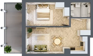 2 pokoje, apartament 42,14 m², piętro 1, oferta nr A.10, Browar Hugo Scobel, Gliwice, Śródmieście, ul. Piwna