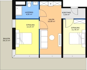 3 pokoje, apartament inwestycyjny 48,83 m², piętro 3, oferta nr 3.A17, Linea Mare Pobierowo, Pobierowo, ul. Karola Borka 6