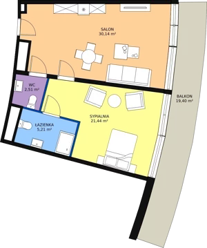 2 pokoje, apartament inwestycyjny 59,23 m², piętro 4, oferta nr 4.A07, Linea Mare Pobierowo, Pobierowo, ul. Karola Borka 6