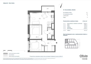 3 pokoje, apartament inwestycyjny 47,41 m², piętro 4, oferta nr 4.1, Olivia Pulse, Gdańsk, Oliwa, ul. Grunwaldzka