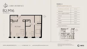 3 pokoje, mieszkanie 97,71 m², piętro 2, oferta nr B2.M16, Libra Residence, Kraków, Stare Miasto, ul. Librowszczyzna 3 / Bonerowska 1