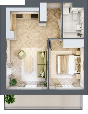 2 pokoje, apartament 38,15 m², piętro 2, oferta nr C51, ESSENSE Baltic Resort, Dziwnów, ul. Kaprala Koniecznego 14