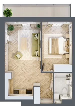 2 pokoje, apartament 42,14 m², piętro 3, oferta nr C67, ESSENSE Baltic Resort, Dziwnów, ul. Kaprala Koniecznego 14