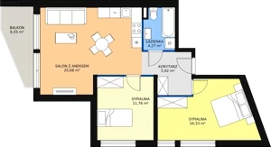 3 pokoje, mieszkanie 63,96 m², piętro 3, oferta nr 14, Apartamenty Gałczyńskiego, Kraków, Czyżyny, ul. Konstantego Ildefonsa Gałczyńskiego 35