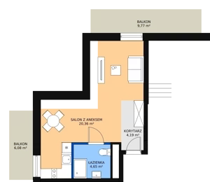 1 pokój, apartament inwestycyjny 29,20 m², piętro 4, oferta nr B2/4/3, Infinity Mountain Resort, Świeradów-Zdrój, ul. Leśna