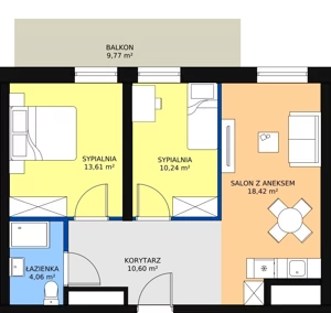 3 pokoje, apartament inwestycyjny 56,93 m², parter, oferta nr B3/0/8, Infinity Mountain Resort, Świeradów-Zdrój, ul. Leśna