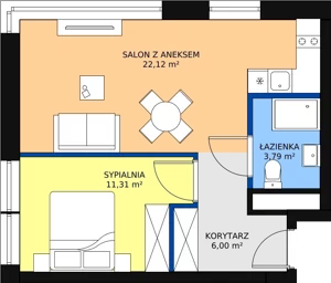2 pokoje, apartament inwestycyjny 43,22 m², przyziemie, oferta nr B3/-1/1, Infinity Mountain Resort, Świeradów-Zdrój, ul. Leśna