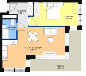 2 pokoje, apartament inwestycyjny 51,77 m², piętro 1, oferta nr B3/1/7, Infinity Mountain Resort, Świeradów-Zdrój, ul. Leśna