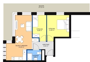 3 pokoje, apartament inwestycyjny 56,23 m², piętro 1, oferta nr B3/1/8, Infinity Mountain Resort, Świeradów-Zdrój, ul. Leśna