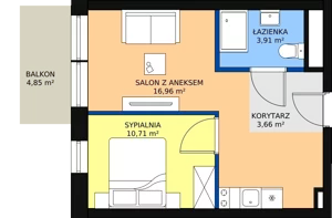 2 pokoje, apartament inwestycyjny 35,24 m², piętro 1, oferta nr B3/1/9, Infinity Mountain Resort, Świeradów-Zdrój, ul. Leśna