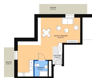1 pokój, apartament inwestycyjny 40,52 m², piętro 3, oferta nr B3/3/3, Infinity Mountain Resort, Świeradów-Zdrój, ul. Leśna