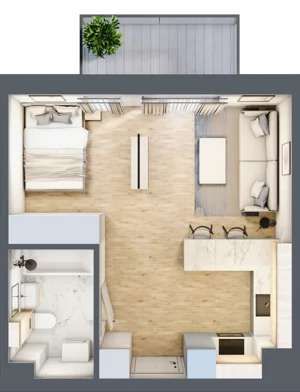 1 pokój, mieszkanie 32,74 m², piętro 1, oferta nr 6, CORSO - etap I, Łódź, Polesie, Stare Polesie, ul. Kasprzaka 5