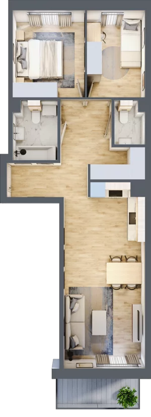 3 pokoje, mieszkanie 60,91 m², piętro 4, oferta nr 38, CORSO - etap I, Łódź, Polesie, Stare Polesie, ul. Kasprzaka 5