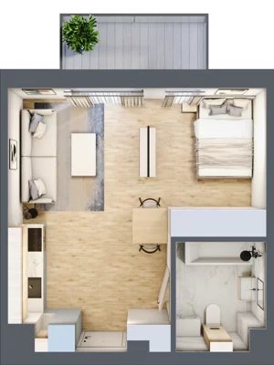 1 pokój, mieszkanie 32,20 m², piętro 2, oferta nr 65, CORSO - etap I, Łódź, Polesie, Stare Polesie, ul. Kasprzaka 5
