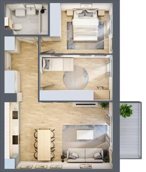 3 pokoje, mieszkanie 58,87 m², piętro 1, oferta nr 58, CORSO - etap I, Łódź, Polesie, Stare Polesie, ul. Kasprzaka 5