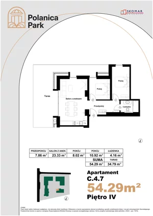 3 pokoje, apartament inwestycyjny 54,29 m², piętro 4, oferta nr 4.7, Polanica Park Apartamenty - etap III, Polanica-Zdrój, ul. Zdrojowa