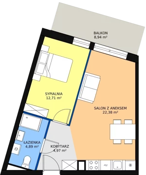 2 pokoje, apartament inwestycyjny 44,95 m², piętro 1, oferta nr A14, Ventis Apartments, Jastrzębia Góra, ul. Wczasowa