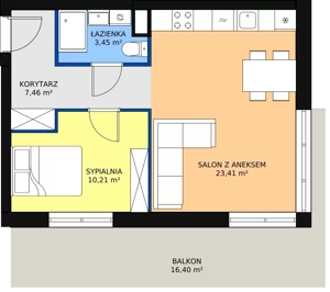 2 pokoje, apartament inwestycyjny 44,53 m², piętro 1, oferta nr A18, Ventis Apartments, Jastrzębia Góra, ul. Wczasowa