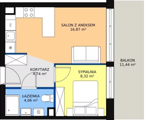 2 pokoje, apartament inwestycyjny 33,99 m², piętro 1, oferta nr A20, Ventis Apartments, Jastrzębia Góra, ul. Wczasowa