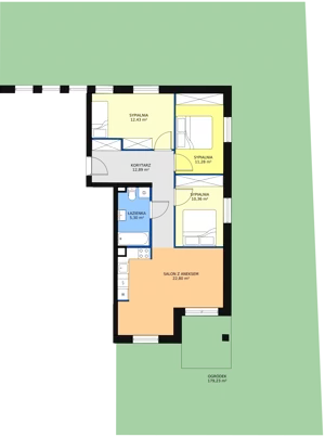 4 pokoje, apartament 76,17 m², parter, oferta nr A1, Villa Verona Mielno, Mielno, ul. Pogodna 4A