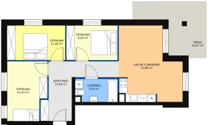 4 pokoje, apartament 76,43 m², piętro 1, oferta nr A11, Villa Verona Mielno, Mielno, ul. Pogodna 4A