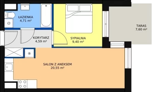 2 pokoje, apartament 39,58 m², piętro 3, oferta nr A32, Villa Verona Mielno, Mielno, ul. Pogodna 4A