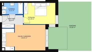 2 pokoje, apartament 50,46 m², parter, oferta nr A3, Villa Verona Mielno, Mielno, ul. Pogodna 4A