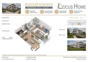 Mieszkanie trzypokojowe 65,00 m², Katowice, Piotrowice-Ochojec, Bukszpanowa, Sprzedaż