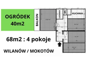 Mieszkanie czteropokojowe 68,00 m², Warszawa, Wilanów, Nałęczowska, Sprzedaż