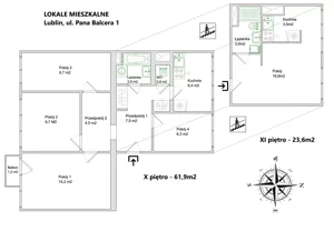 Mieszkanie pięciopokojowe 86,00 m², Lublin, Pana Balcera, Sprzedaż