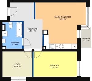 3 pokoje, mieszkanie 71,68 m², piętro 1, oferta nr 9, Bednarska 4, Łódź, Górna, ul. Bednarska 4
