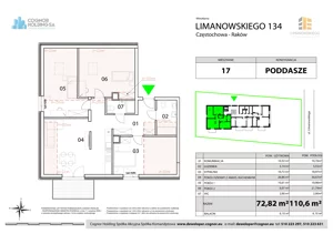 4 pokoje, mieszkanie 73,15 m², piętro 3, oferta nr  17, Limanowskiego Mieszkania, Częstochowa, Raków, ul. Bolesława Limanowskiego 134