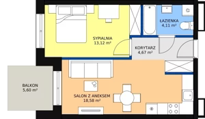 2 pokoje, mieszkanie 40,48 m², piętro 3, oferta nr B-24, Królewicza Park, Szczecin, Północ, Niebuszewo-Bolinko, ul. Królewicza Kazimierza