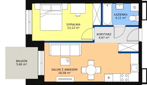2 pokoje, mieszkanie 40,48 m², piętro 3, oferta nr B-23, Królewicza Park, Szczecin, Północ, Niebuszewo-Bolinko, ul. Królewicza Kazimierza