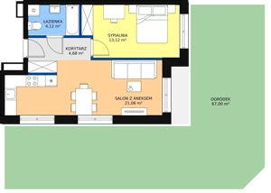 2 pokoje, mieszkanie 42,98 m², parter, oferta nr C-02, Królewicza Park, Szczecin, Północ, Niebuszewo-Bolinko, ul. Królewicza Kazimierza