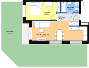 2 pokoje, mieszkanie 42,98 m², parter, oferta nr C-03, Królewicza Park, Szczecin, Północ, Niebuszewo-Bolinko, ul. Królewicza Kazimierza