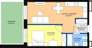 2 pokoje, mieszkanie 42,95 m², parter, oferta nr F-01, Królewicza Park, Szczecin, Północ, Niebuszewo-Bolinko, ul. Królewicza Kazimierza