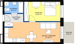 2 pokoje, mieszkanie 43,10 m², piętro 1, oferta nr F-16, Królewicza Park, Szczecin, Północ, Niebuszewo-Bolinko, ul. Królewicza Kazimierza