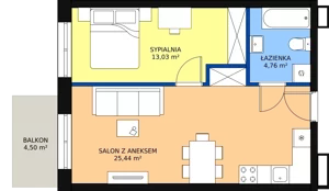 2 pokoje, mieszkanie 43,23 m², piętro 2, oferta nr F-33, Królewicza Park, Szczecin, Północ, Niebuszewo-Bolinko, ul. Królewicza Kazimierza