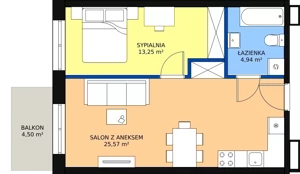 2 pokoje, mieszkanie 43,76 m², piętro 3, oferta nr F-44, Królewicza Park, Szczecin, Północ, Niebuszewo-Bolinko, ul. Królewicza Kazimierza