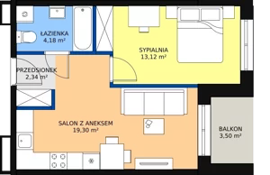 2 pokoje, mieszkanie 38,94 m², piętro 9, oferta nr F-92, Królewicza Park, Szczecin, Północ, Niebuszewo-Bolinko, ul. Królewicza Kazimierza