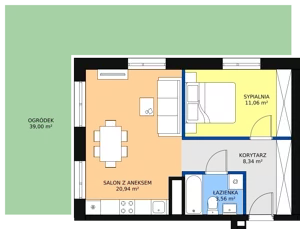 2 pokoje, mieszkanie 43,90 m², parter, oferta nr G-03, Królewicza Park, Szczecin, Północ, Niebuszewo-Bolinko, ul. Królewicza Kazimierza