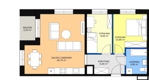 3 pokoje, mieszkanie 59,56 m², piętro 10, oferta nr G-111, Królewicza Park, Szczecin, Północ, Niebuszewo-Bolinko, ul. Królewicza Kazimierza