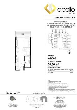1 pokój, apartament inwestycyjny 30,56 m², parter, oferta nr 005, Apollo Resort, Świnoujście, Dzielnica Nadmorska, ul. Uzdrowiskowa