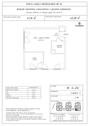 2 pokoje, apartament inwestycyjny 42,38 m², piętro 1, oferta nr 24- Nowa 36, Azyllium, Olsztyn, Gutkowo, ul. Żurawia